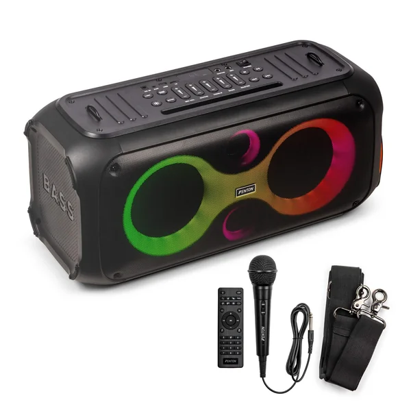Fenton Core120 – Enceinte Sono Portable Lumineuse avec Bandoulière – 180 Watts, Autonomie 12H