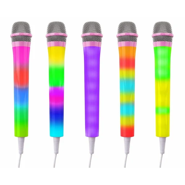 Fenton KMD55P Microphone Filaire Karaoké Rose avec Éclairage LED