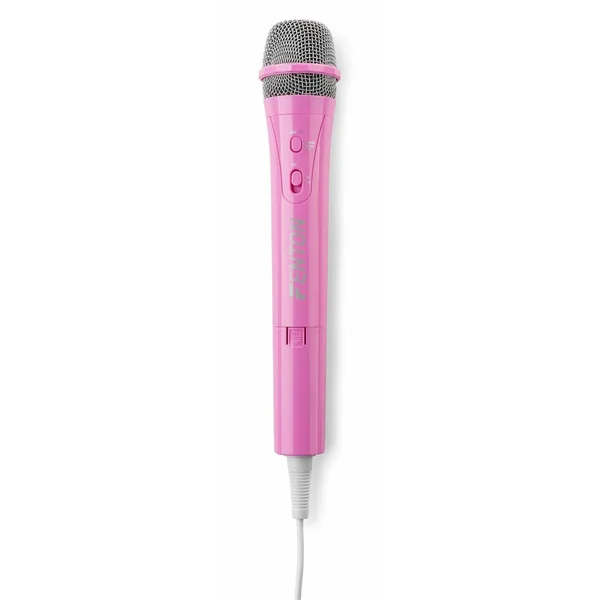 Fenton KMD55P Microphone Filaire Karaoké Rose avec Éclairage LED