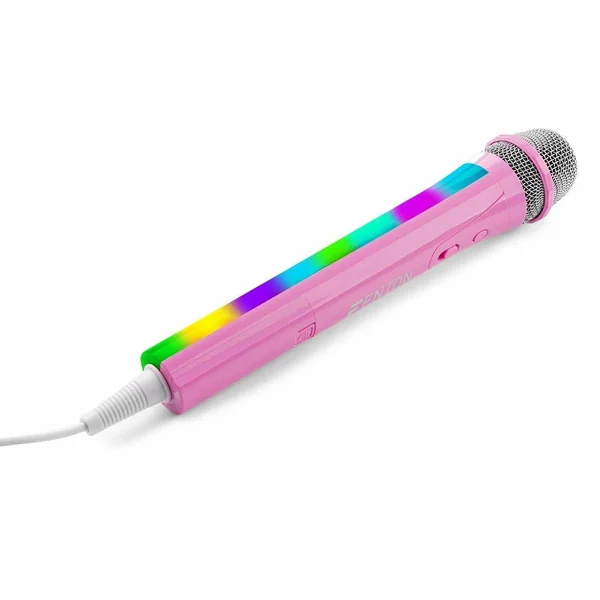 Fenton KMD55P Microphone Filaire Karaoké Rose avec Éclairage LED
