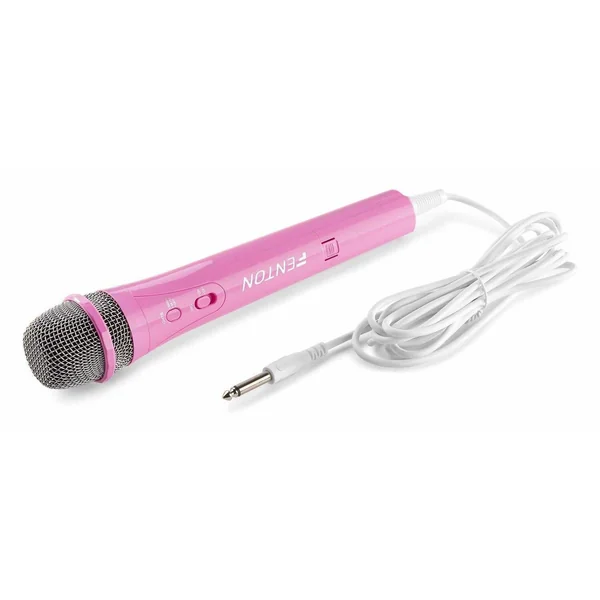 Fenton KMD55P Microphone Filaire Karaoké Rose avec Éclairage LED