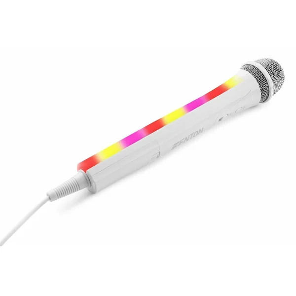 Fenton KMD55W Microphone Karaoké Blanc avec Éclairage LED