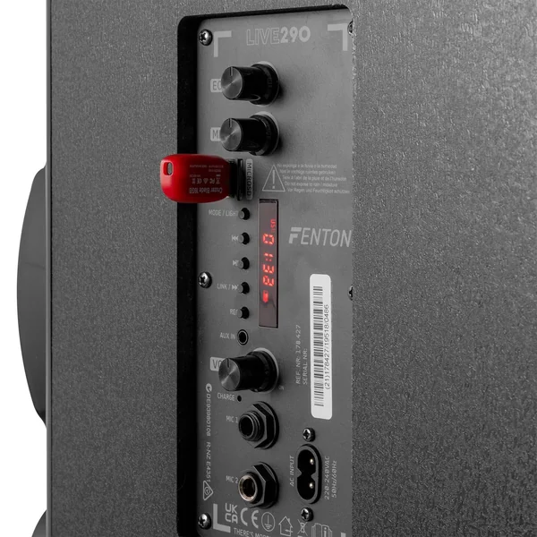 Fenton LIVE290 - Enceinte Karaoké Portable 300 Watts 2x8" avec Bluetooth et 2 Micros