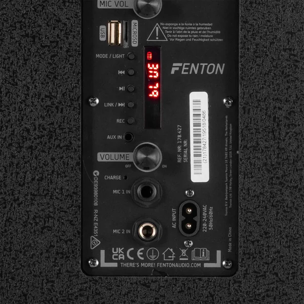 Fenton LIVE290 - Enceinte Karaoké Portable 300 Watts 2x8" avec Bluetooth et 2 Micros