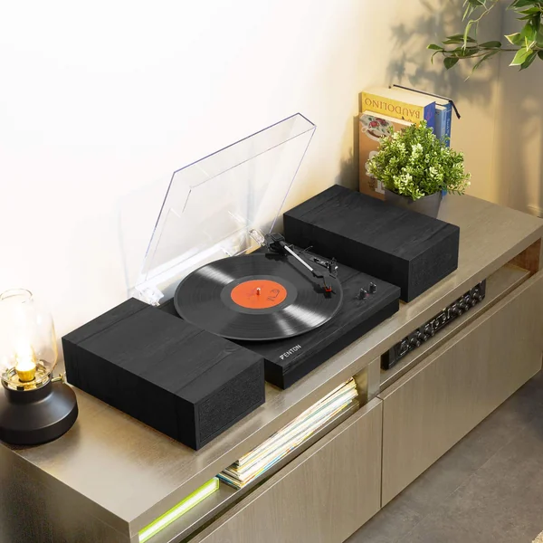 Fenton RP165B Platine Vinyle BT avec 2 Enceintes - Noir/Gris
