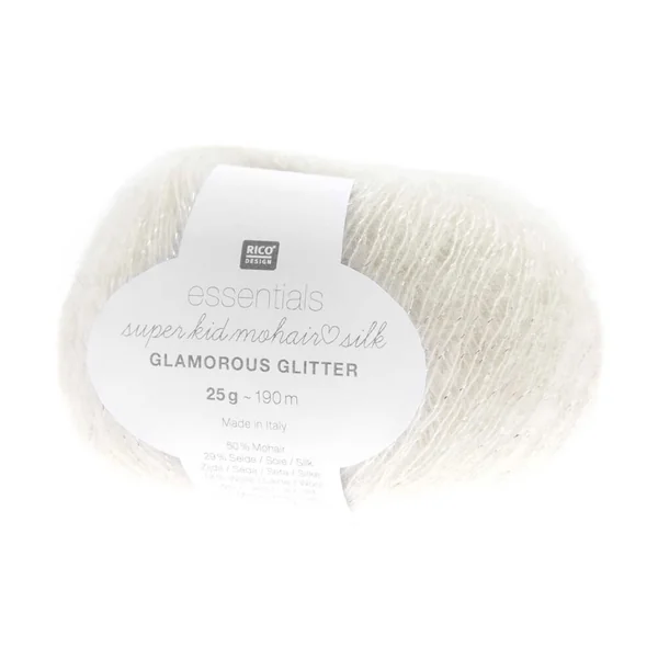 Fil à Tricoter ESSENTIALS SUPER KID MOHAIR LOVES SILK GLAMOROUS GLITTER: Luxe, Douceur et Créativité - 25gr - Rico Design