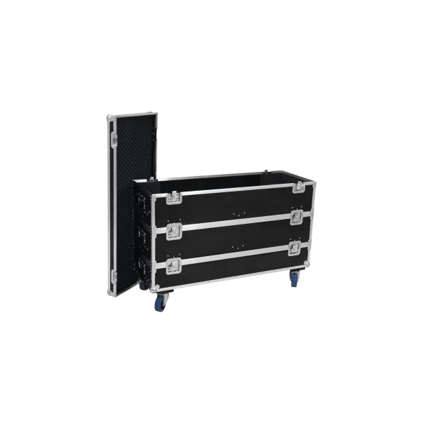 Flight case à 3 étages sur roulette pour 12 barres led et sunstrip