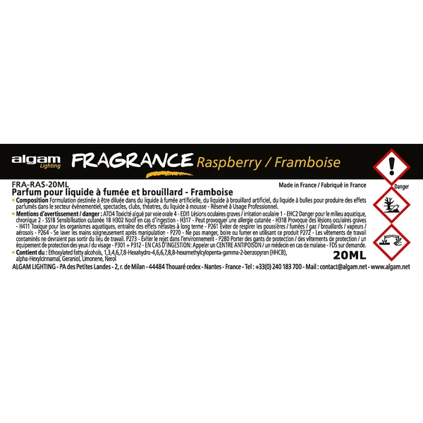 Fragrance Framboise 20ml Pour Liquide a Fumee Et Brouillard