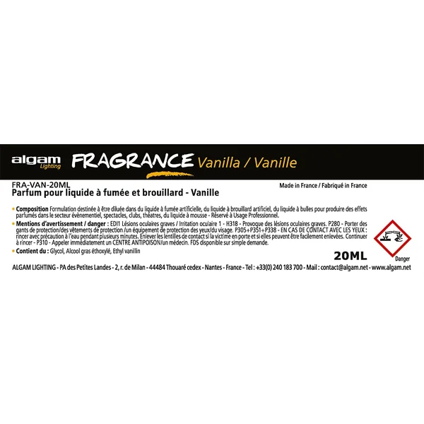 Fragrance Vanille 20ml pour Fumée et brouillard
