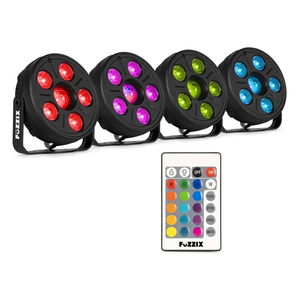 Fuzzix Comet M06 - Pack 4 × PAR LED 12 LED + Jelly Ball | Animation mobile & DJ, Bars & Événements