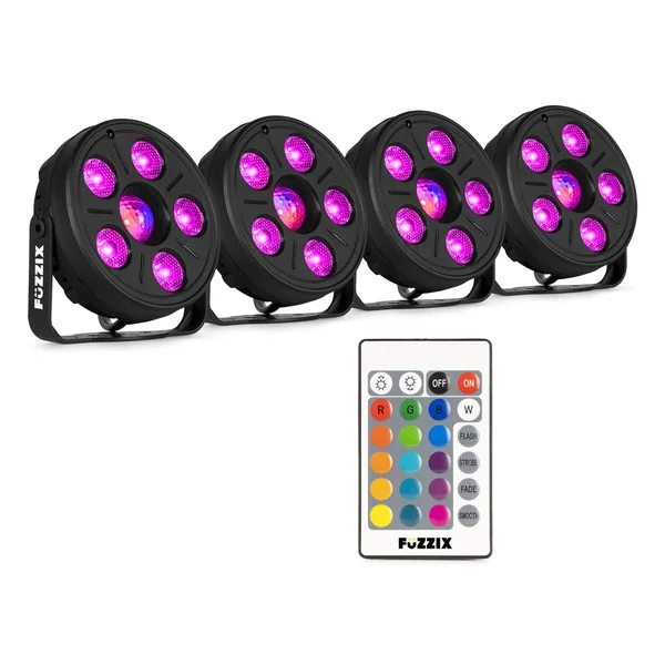 Fuzzix Comet M06 - Pack 4 × PAR LED 12 LED + Jelly Ball | Animation mobile & DJ, Bars & Événements