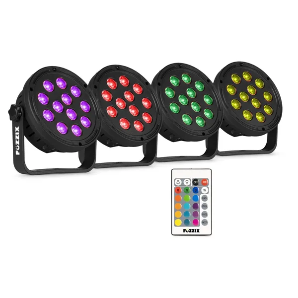 Fuzzix Comet M12 - Pack 4 × PAR LED 12 LED PC | Set Eclairage Compact & Plug-and-Play pour DJs & Mobilisations