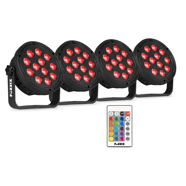 Fuzzix Comet M12 - Pack 4 × PAR LED 12 LED PC | Set Eclairage Compact & Plug-and-Play pour DJs & Mobilisations
