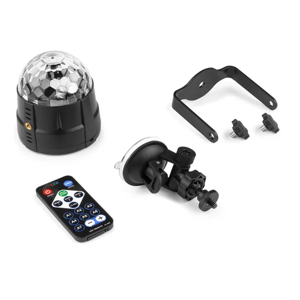 Fuzzix Tornado - Boule Disco Lumineuse 3 Watts RGB, Support Ventouse, Modes Automatiques