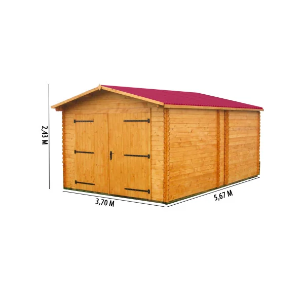 Garage en bois Epicéa 20,98m² Garage bois Garage pour Voiture Abri Voiture
