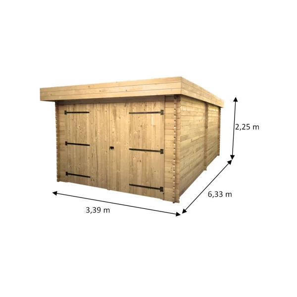 Garage en bois Sapin 21,45m² Garage bois Garage pour Voiture Abri Voiture