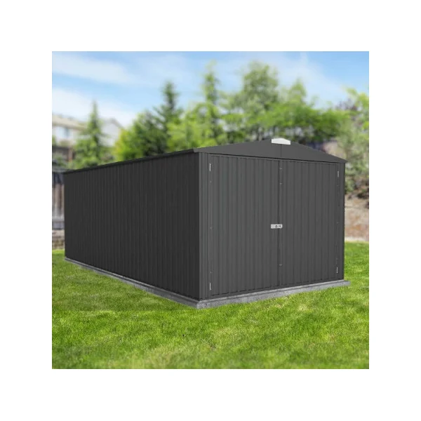 Garage Métal Anthracite 17,88m² + kit d'ancrage Garage métallique Garage métal garage pour voiture Abri garage Garage tôle
