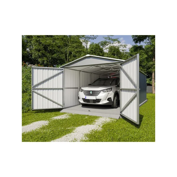 Garage métal anthracite 19,06 m² + kit d'ancrage Garage métallique Garage métal Garage pour voiture Abri garage tôle