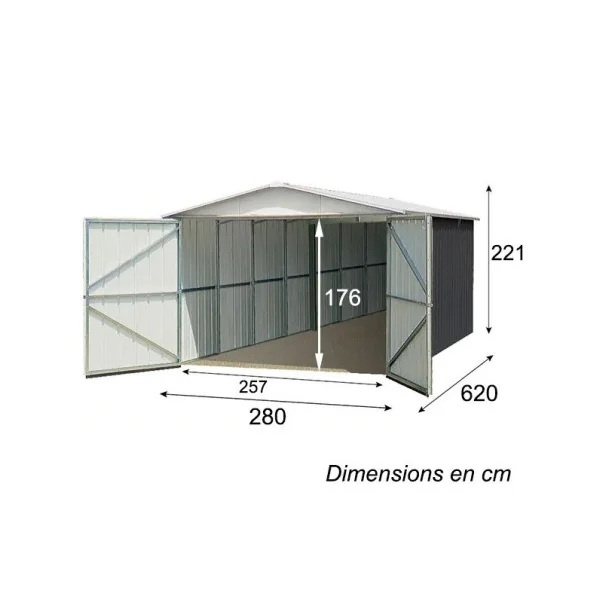 Garage métal anthracite 19,06 m² + kit d'ancrage Garage métallique Garage métal Garage pour voiture Abri garage tôle