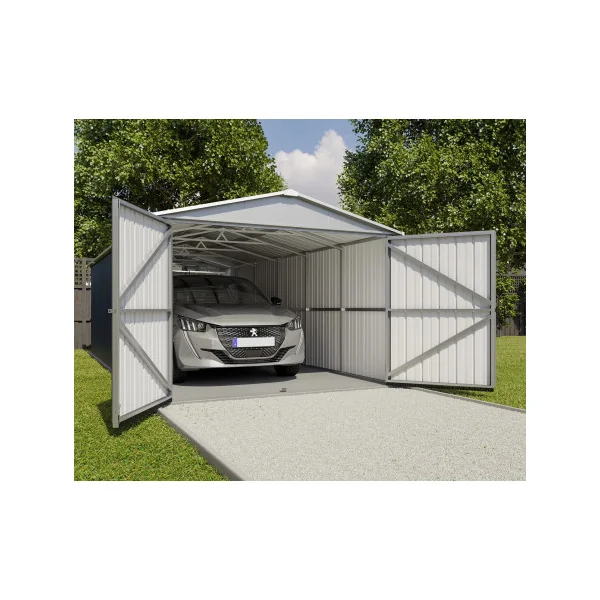 Garage métal anthracite 22,63 m² + kit d'ancrage Garage métallique Garage métal Garage pour voiture Abri garage tôle