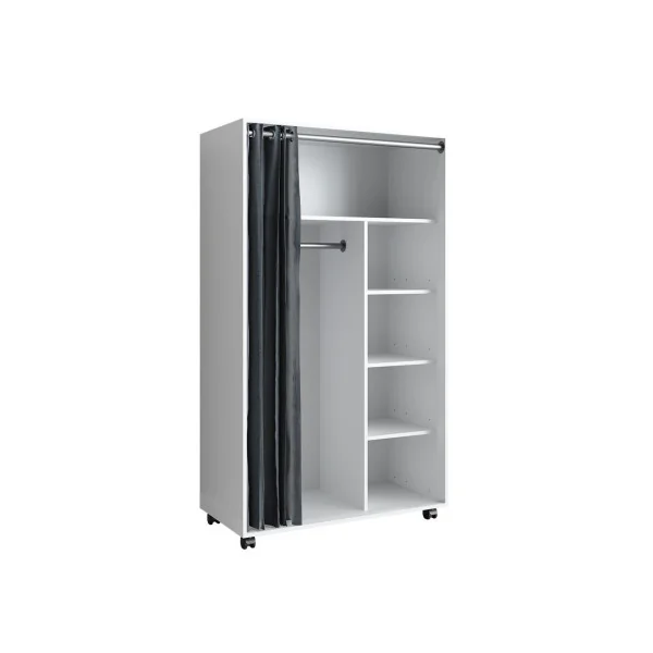 Grande Armoire mobile blanche penderie ouverte penderie avec rideau armoire étagère