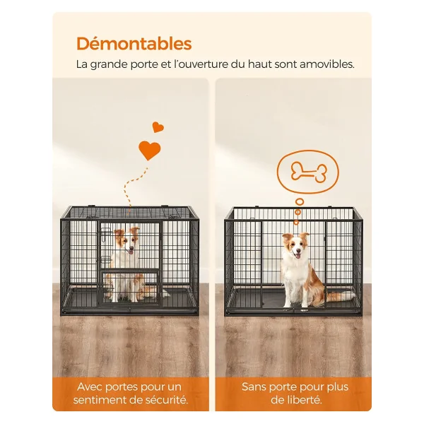Grande Cage chien Cage chat avec bac récupérateur