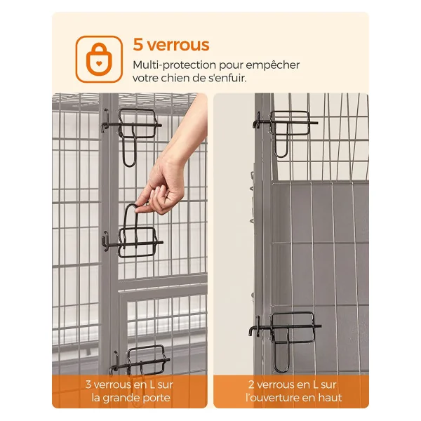 Grande Cage chien Cage chat avec bac récupérateur