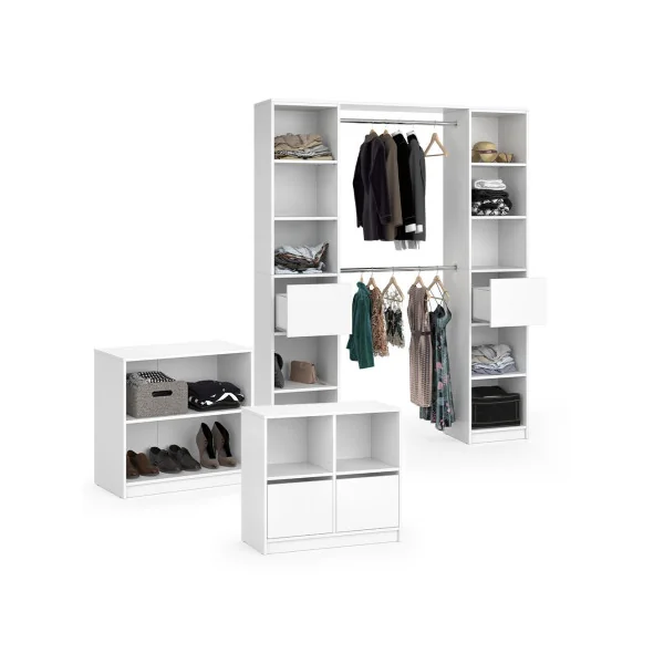 Grande penderie complète blanche Dressing ouvert Dressing chambre