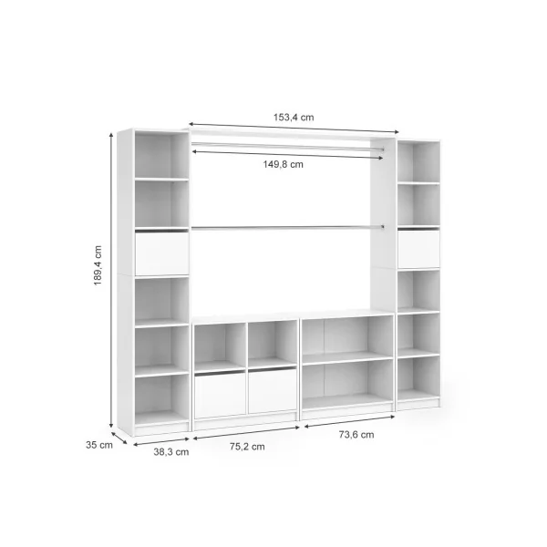 Grande penderie complète blanche Dressing ouvert Dressing chambre