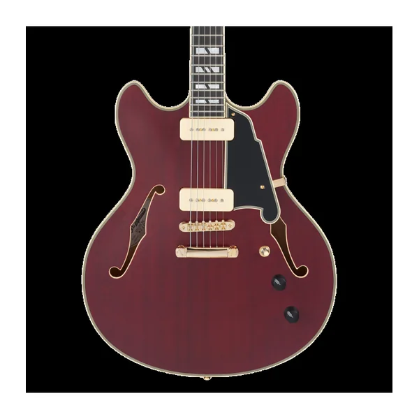 Guitare Electrique D'ANGELICO Deluxe DC Satin Trans Wine