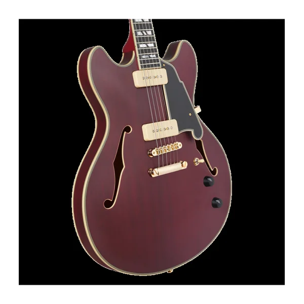 Guitare Electrique D'ANGELICO Deluxe DC Satin Trans Wine