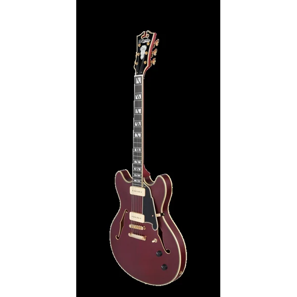 Guitare Electrique D'ANGELICO Deluxe DC Satin Trans Wine