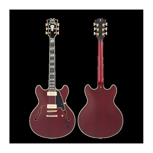 Guitare Electrique D'ANGELICO Deluxe DC Satin Trans Wine