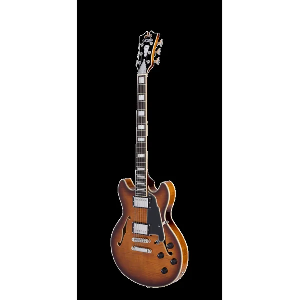 Guitare Electrique D'ANGELICO PREMIER MINI DC DARK ICED TEA BURST