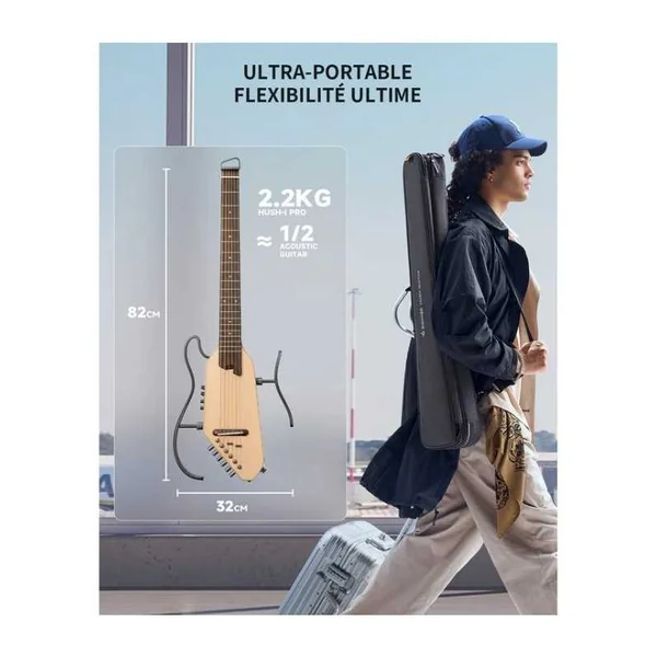 Guitare Folk Electro Donner HUSH-I Pro Travel Guitar Nat SP