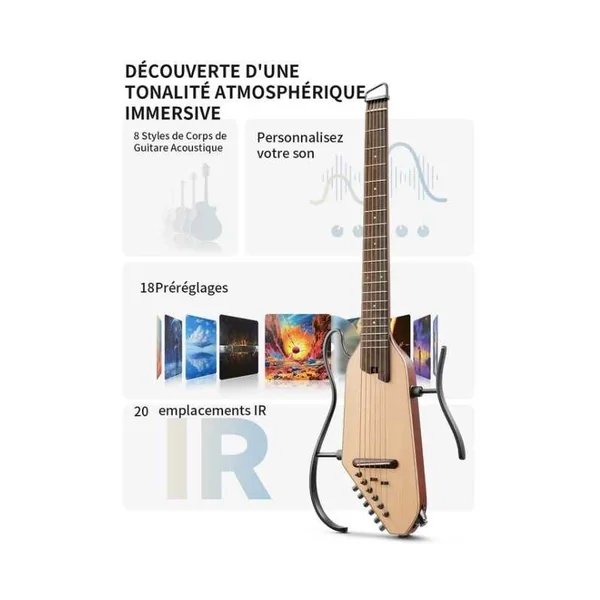 Guitare Folk Electro Donner HUSH-I Pro Travel Guitar Nat SP