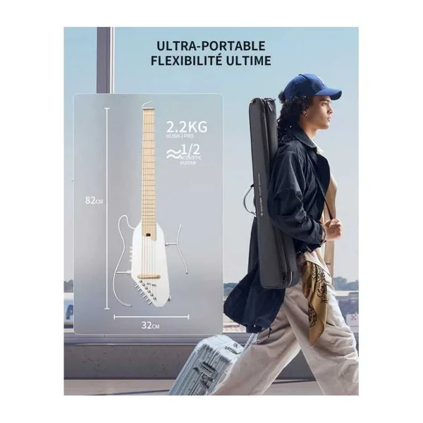 Guitare Folk Electro Donner HUSH-I Pro Travel Guitar White