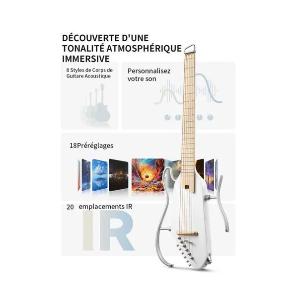 Guitare Folk Electro Donner HUSH-I Pro Travel Guitar White