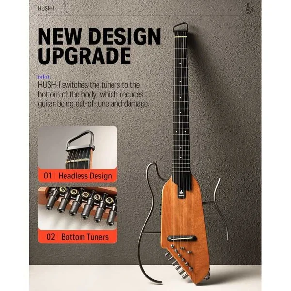 Guitare Folk Electro Donner HUSH-I Travel Guitar MH Nat
