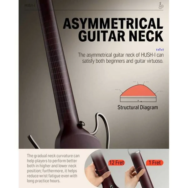 Guitare Folk Electro Donner HUSH-I Travel Guitar MH SB