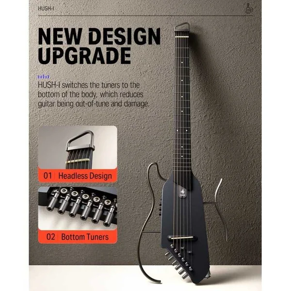 Guitare Folk Electro Donner HUSH-I Travel Guitar MP BK
