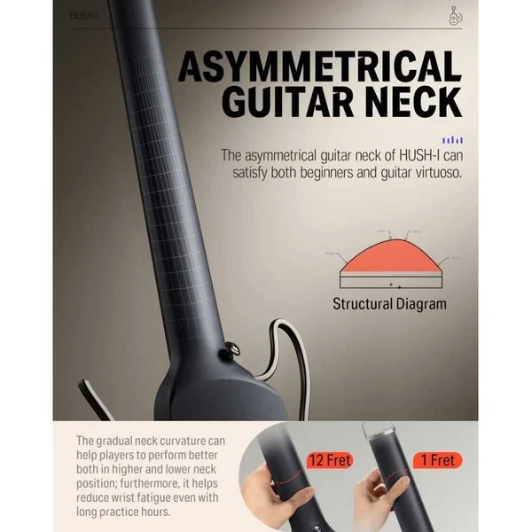 Guitare Folk Electro Donner HUSH-I Travel Guitar MP BK