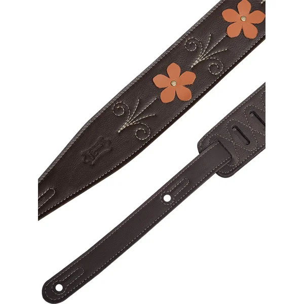 In Bloom - Courroie 6,35 cm en cuir premium et fleurs rivetees à la main - Mahogany Brown