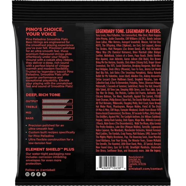 Jeu de Cordes pour Basse Electrique Ernie Ball 2749 - Signature Pino Palladino Medium 43-108