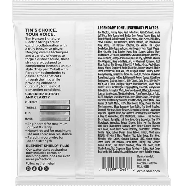 Jeu de Cordes pour Guitare Electrique Ernie Ball 3826 - Signature Tim Henson - 9,5-46