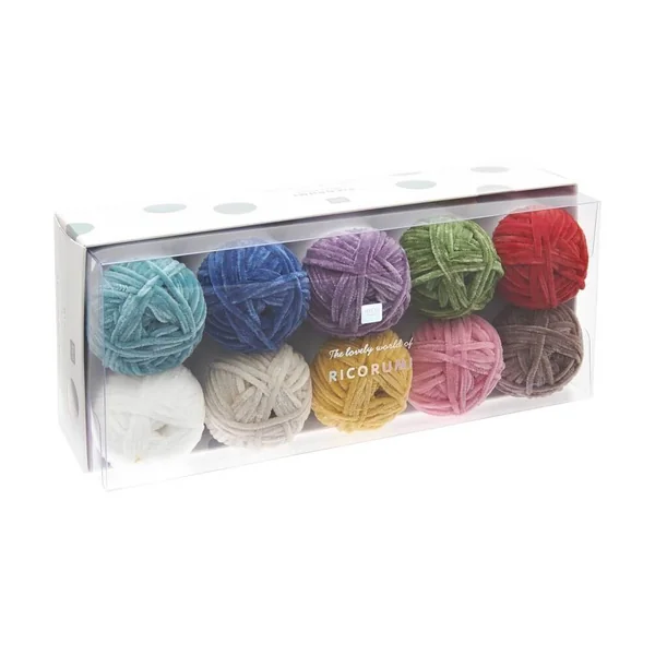 Kit de 10 Pelotes de Fil Chenille Ricorumi Nilli Nilli Rainbow - Rico Design