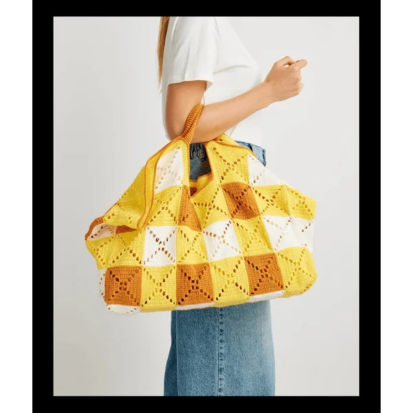 Kit de 10 pelotes: Tricotez votre cabas au crochet avec PINGO FIRST VICHY VICHY JAUNE - Pingouin