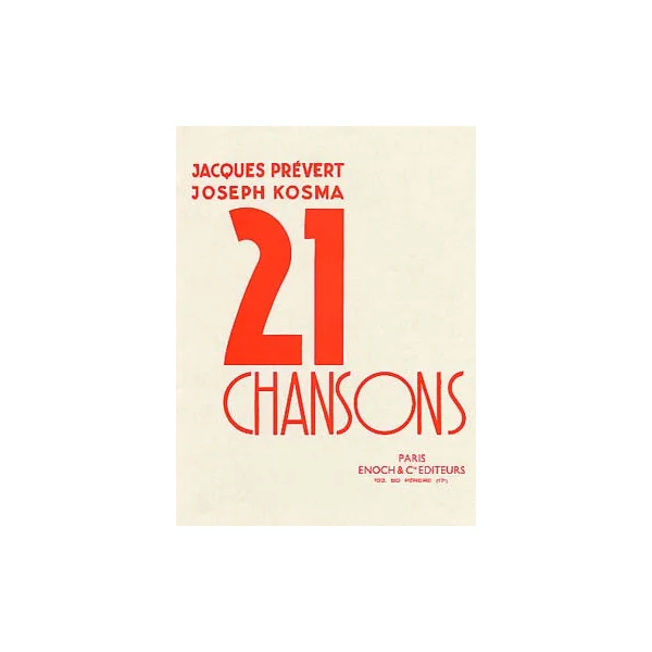Kosma J. 21 Chansons de Prevert Vol 1 Pvg