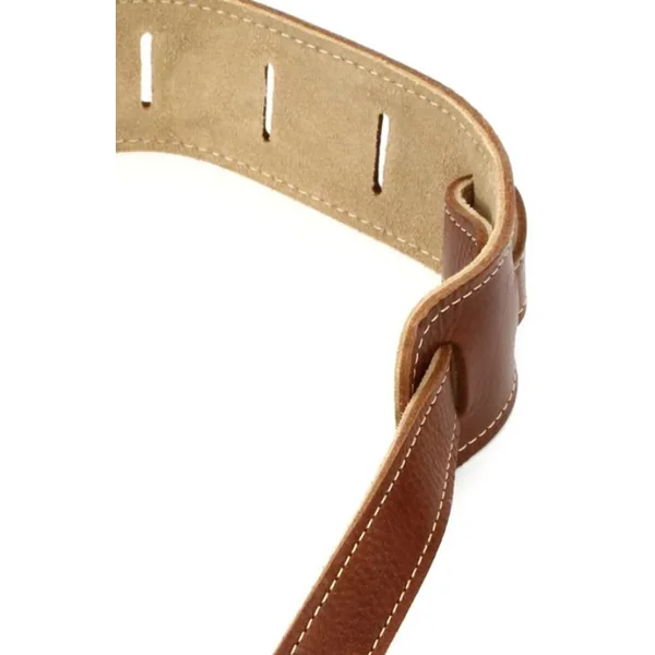 Leather Guitar Strap, Suede Back, 2.5 inch - Medium Brown