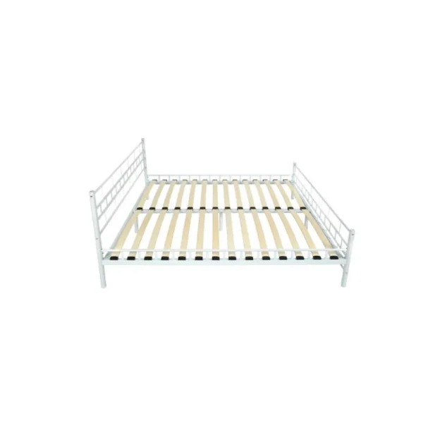 Lit avec sommier bois de peuplier lit en métal blanc (2 tailles)